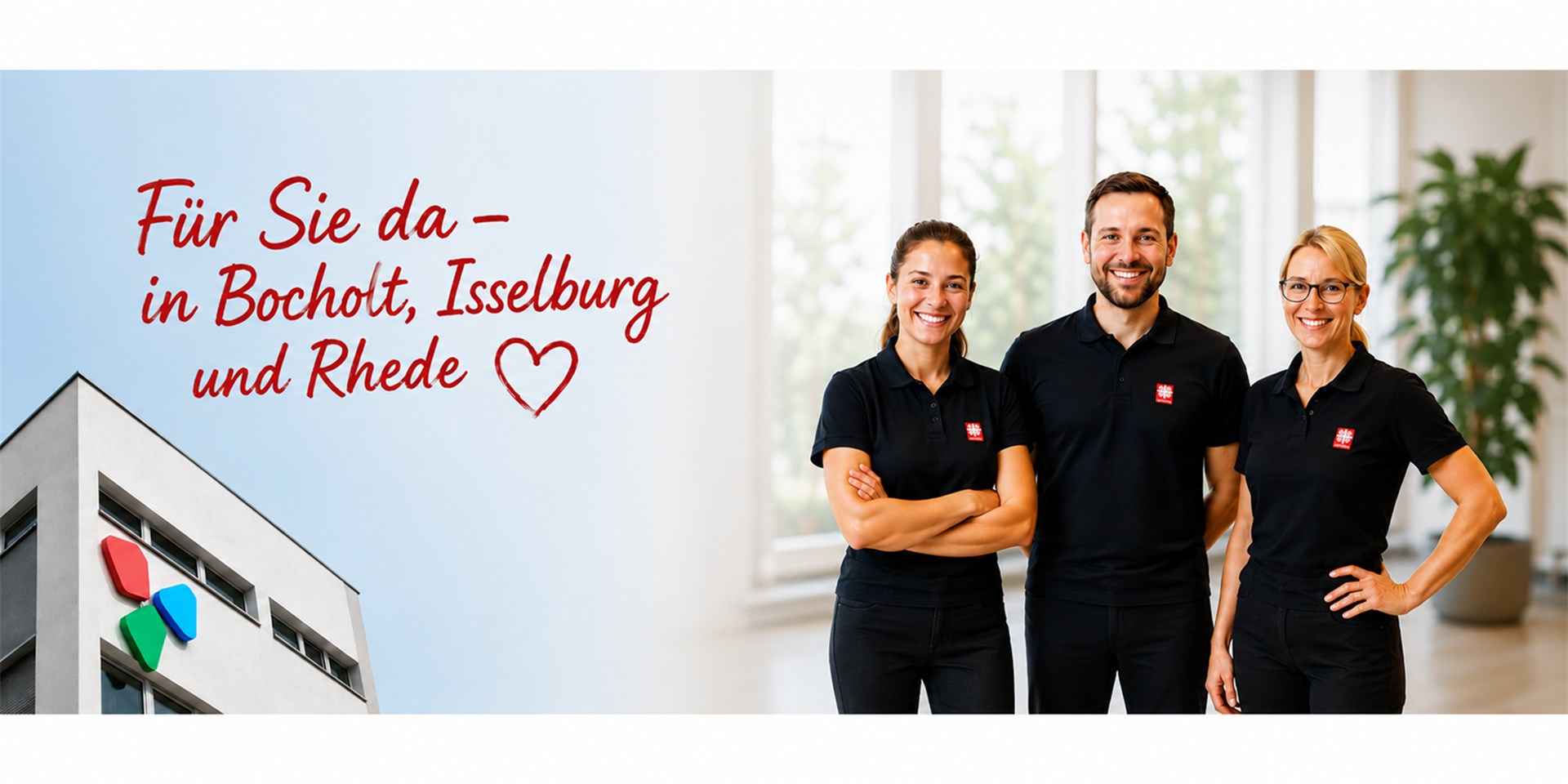 Caritas Gebäude mit 3 Mitarbeitern, Bocholt, Isselburg und Rhede